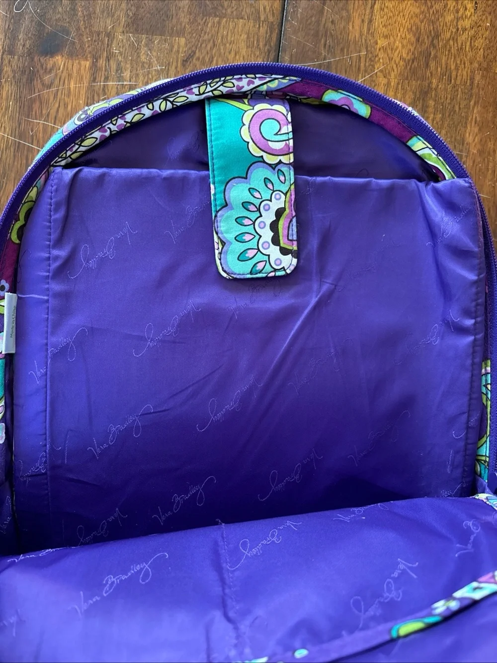 Vera Bradley Convertible Backpack Tote Bag Heather Purple Paisley Floral Retired